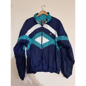 Olympics Vintage Jacket Windbreaker Bomber Teal Blue Rings Torch 90s 80s Preppy